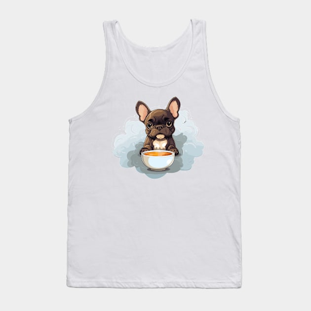 French Bulldog Drinking Coffee Tank Top by Graceful Designs